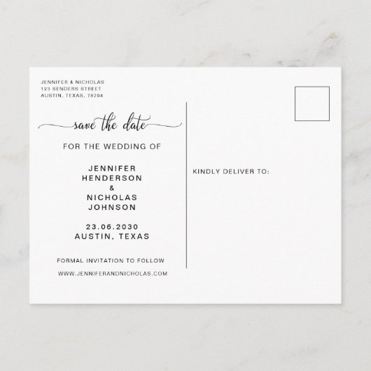 Moderne foto Bewaar de datum aankondiging Briefkaart (Achterkant)