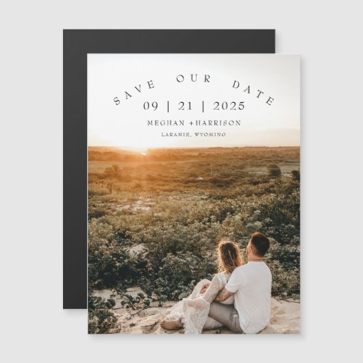 Moderne foto Bewaar de datum Dunne Magnetische Kaa Magnetische Uitnodiging (Voorkant / Achterkant)