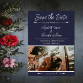 Moderne foto Bewaar de datum | Marine Blauw Save The Date