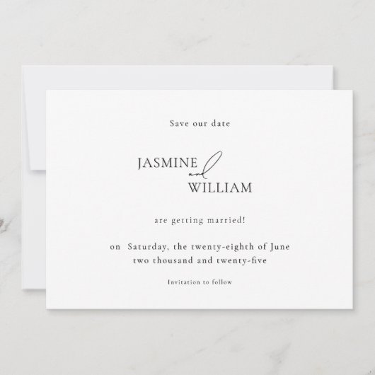Moderne foto Bewaar de datum | Minimalistische bru Aankondiging (Voorkant)