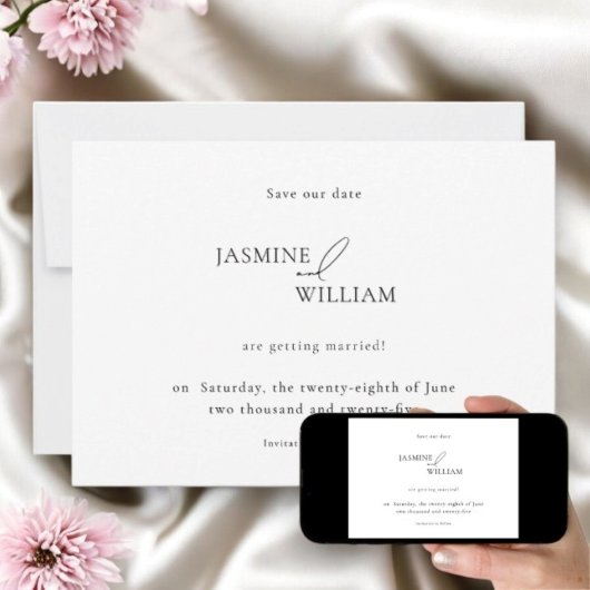 Moderne foto Bewaar de datum | Minimalistische bru Aankondiging
