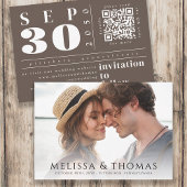 Moderne foto Bewaar de datum QR Code Simple Brown Save The Date