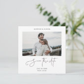 Moderne foto bewaar de datum trouwkaart uitnodigin save the date (Staand voorkant)