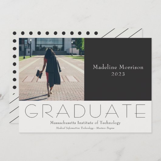 Moderne Foto Black Afstuderen 2023-aankondiging Aankondiging (Voorkant / Achterkant)