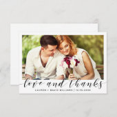 Moderne foto Black Script White Wedding Bedankt (Voorkant / Achterkant)