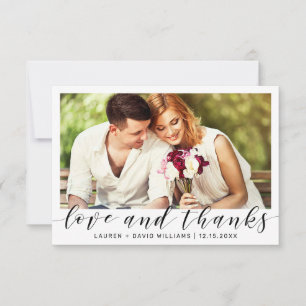 Moderne foto Black Script White Wedding Bedankt