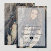 Moderne foto Black Text Overlay Death Jubileum Kaart (Voorkant / Achterkant)