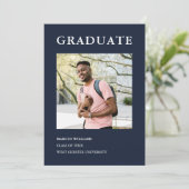 Moderne foto blauw 2025 Afstuderen Kaart (Staand voorkant)