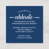 Moderne foto blauw Afstuderen Informatiekaartje (Achterkant)