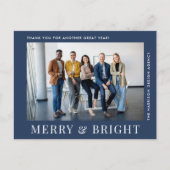 Moderne foto Blauw Zakelijk Kerstmis Feestdagenkaart (Voorkant)