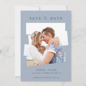 Moderne foto Blauwe Bruiloft Save The Date (Voorkant)
