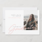 Moderne foto blauwe roze Afstuderen Aankondiging (Voorkant)