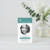 Moderne foto Blauwgroen Aqua QR Code Business Visitekaartje (Staand voorkant)