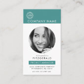 Moderne foto Blauwgroen Aqua QR Code Business Visitekaartje (Voorkant)