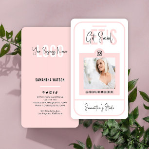 Moderne foto Blush Pink Instagram Foto Visitekaartje