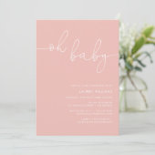 Moderne foto Blush Roze Baby shower Kaart (Staand voorkant)