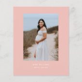 Moderne foto Blush Roze Meisje Baby shower Flyer (Achterkant)