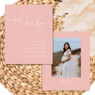 Moderne foto Blush Roze Meisje Baby shower Flyer