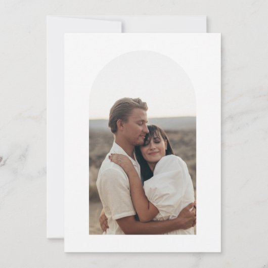 Moderne foto Boho Arch Desert Terracotta Zand Save The Date (Achterkant)