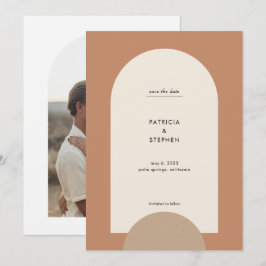 Moderne foto Boho Arch Desert Terracotta Zand Save The Date