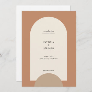 Moderne foto Boho Arch Desert Terracotta Zand Save The Date