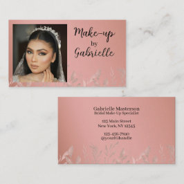 Moderne Foto Boho Botanische Script Roze Visitekaartje