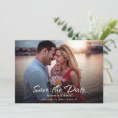 Moderne foto Boho Eenvoudige bestemming Trouwen Save The Date (Staand voorkant)