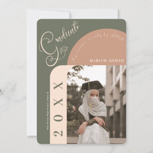 Moderne foto Bold Kalligrafie Islamitisch afstuder Kaart (Voorkant)