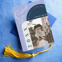 Moderne foto Bold Navy Blue Islamitisch afstuderen Kaart