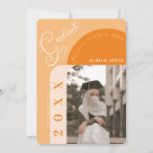 Moderne foto Bold Oranje Islamitisch afstuderen Kaart (Voorkant)