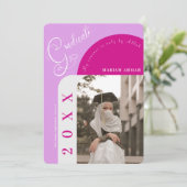 Moderne foto Bold Paarse Meisje Islamitisch afstud Kaart (Staand voorkant)