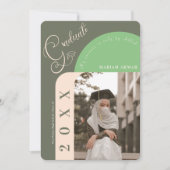 Moderne foto Bold Sage Groen Islamitisch afstudere Kaart (Voorkant)