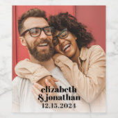 Moderne foto Bold Typography Custom Wedding Wijn Etiket (Enkel label)