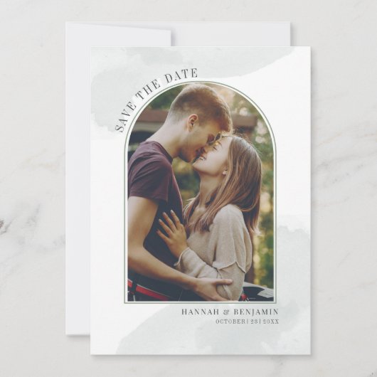 Moderne Foto Boog Blush Save The Date (Voorkant)