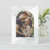 Moderne Foto Boog Blush Save The Date (Staand voorkant)