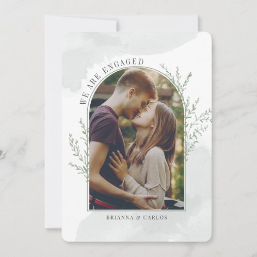 Moderne Foto Boog Botanische Verloving Save The Date (Voorkant)