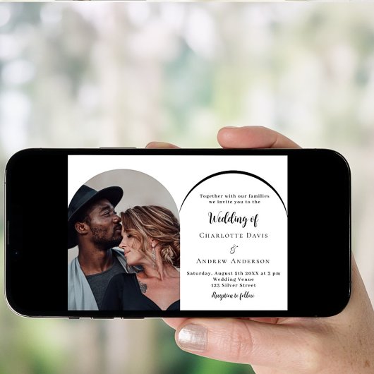 Moderne foto boog bruiloft kaart