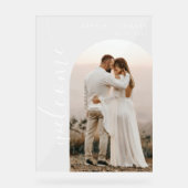 Moderne foto boog bruiloft welkom acryl bord (Voorkant)