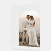 Moderne foto boog bruiloft welkom acryl bord (Hoek)