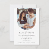 Moderne foto boog kalligrafie bruiloft save the date (Voorkant)