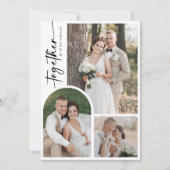 Moderne foto boog kalligrafie samen bruiloft bedankkaart (Voorkant)