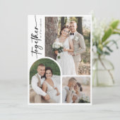 Moderne foto boog kalligrafie samen bruiloft bedankkaart (Staand voorkant)