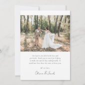 Moderne foto boog kalligrafie samen bruiloft bedankkaart (Achterkant)