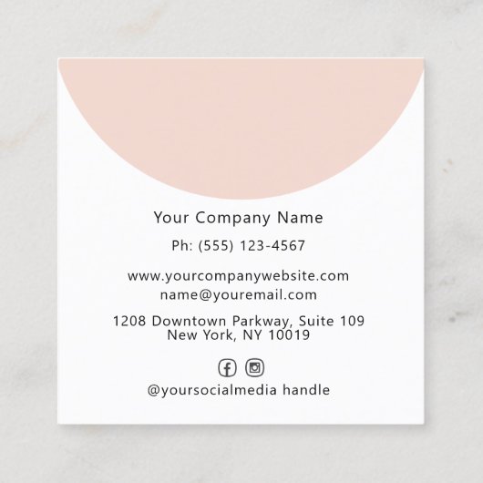 Moderne foto boog make-up schoonheidsindustrie vierkante visitekaartje (Achterkant)