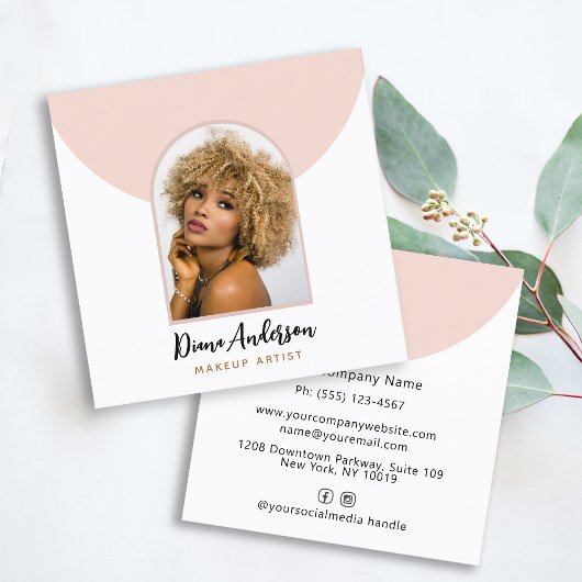 Moderne foto boog make-up schoonheidsindustrie vierkante visitekaartje