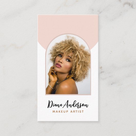 Moderne foto boog make-up schoonheidsindustrie visitekaartje (Voorkant)