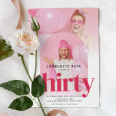 Moderne foto boog roze 30e verjaardag kaart