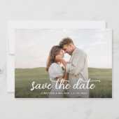 Moderne foto Botanische bruiloft van Manuscript Save The Date (Voorkant)