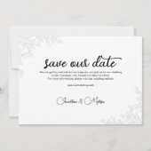 Moderne foto Botanische bruiloft van Manuscript Save The Date (Achterkant)