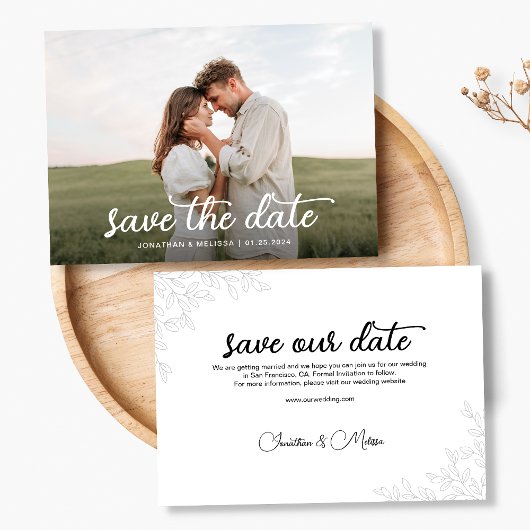 Moderne foto Botanische bruiloft van Manuscript Save The Date